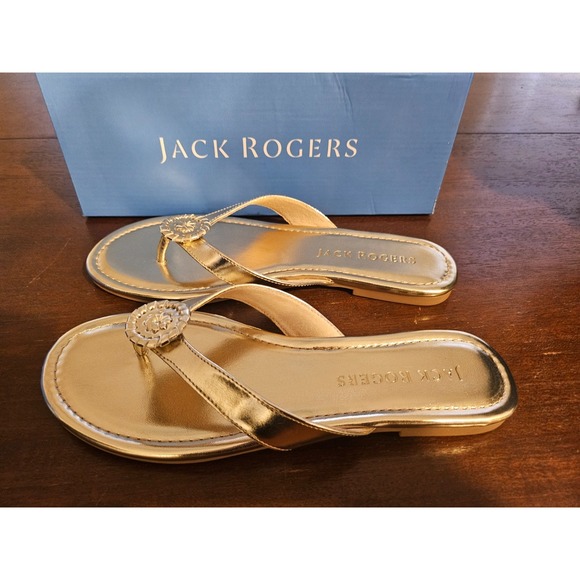 Jack Rogers Rowan Flip Flop Thong Toe Sandal Rondelle Ornament Platinum Size 10M - Picture 5 of 10